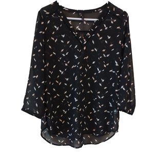 Maurices Women's Medium 3/4 Sleeve High Low Hem Sheer Blouse